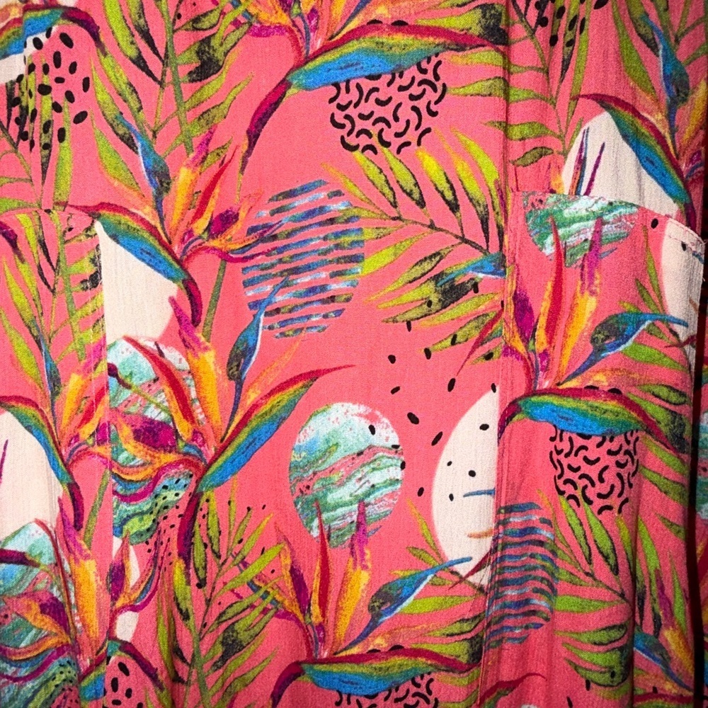 🌺 Water Lily Tropical Print Sleeveless Dress | Size Large Beach Vacation - Picture 3 of 7